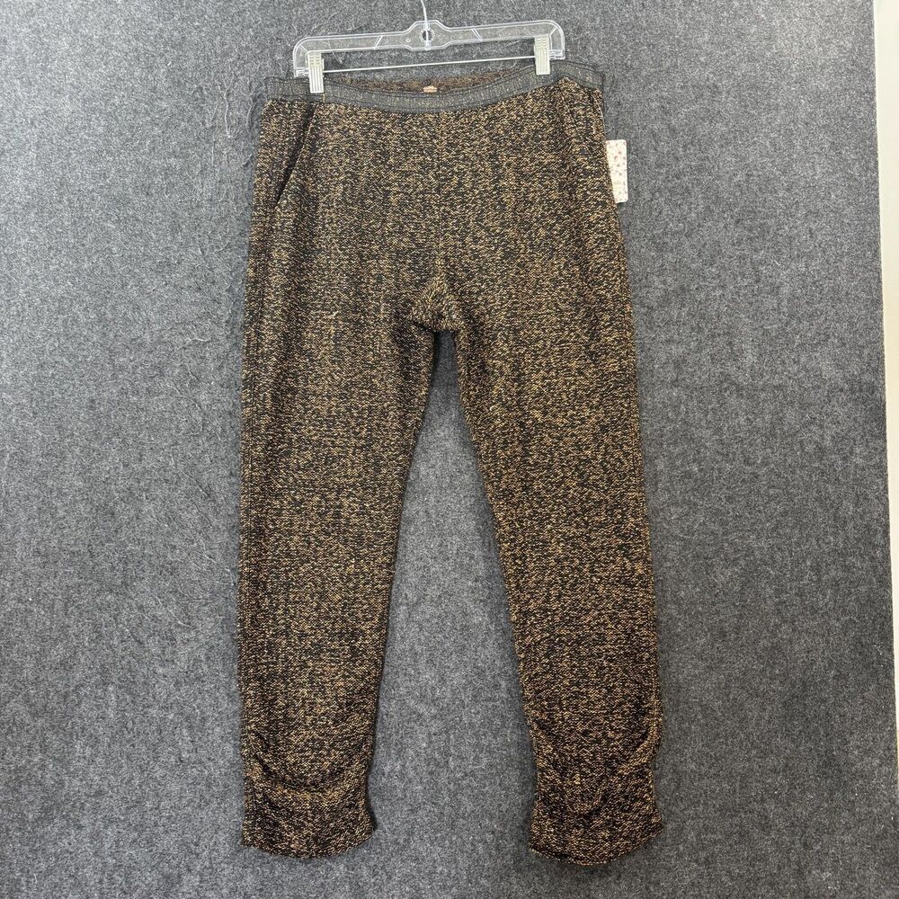 Free People Pants Women's Large Brown Tobacco Knit Tapered Pull On Ruched